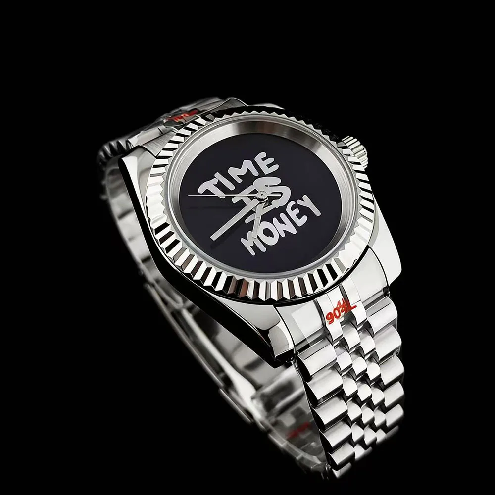 NH35 watch time is money watch 39mm men's stainless steel watch custom logo suitable for NH35 movement watch accessories