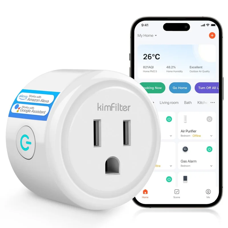 

WiFi Plug, Wireless Plugs Outlet Compatible with Alexa & Google Voice Assistant, App Controlled Outlet with Timer Function