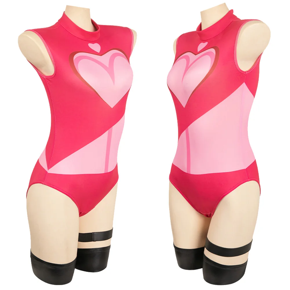 ชุดคอสเพลย์แองเจิลดัสต์สำหรับผู้หญิงชุดรัดรูปสีแดงกุหลาบการ์ตูนอะนิเมะโรงแรมคอสตูมอำพรางผู้ใหญ่เครื่องแต่งกายแฟนตาเซียสำหรับผู้หญิง