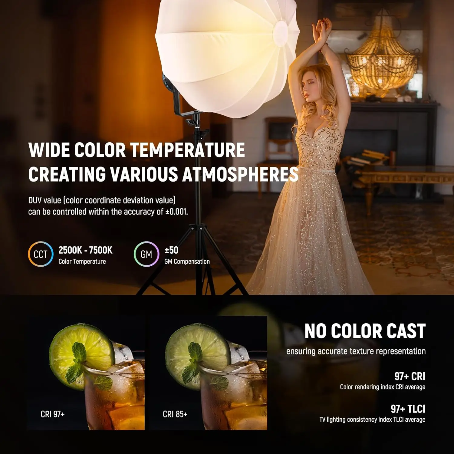 NEEWER 300W RGB LED Video Light with Reflector,APP/2.4G Control,17 Scenes,29600Lux/1m 2500-7500K CRI97+/TLCI97+Full Color Bowens