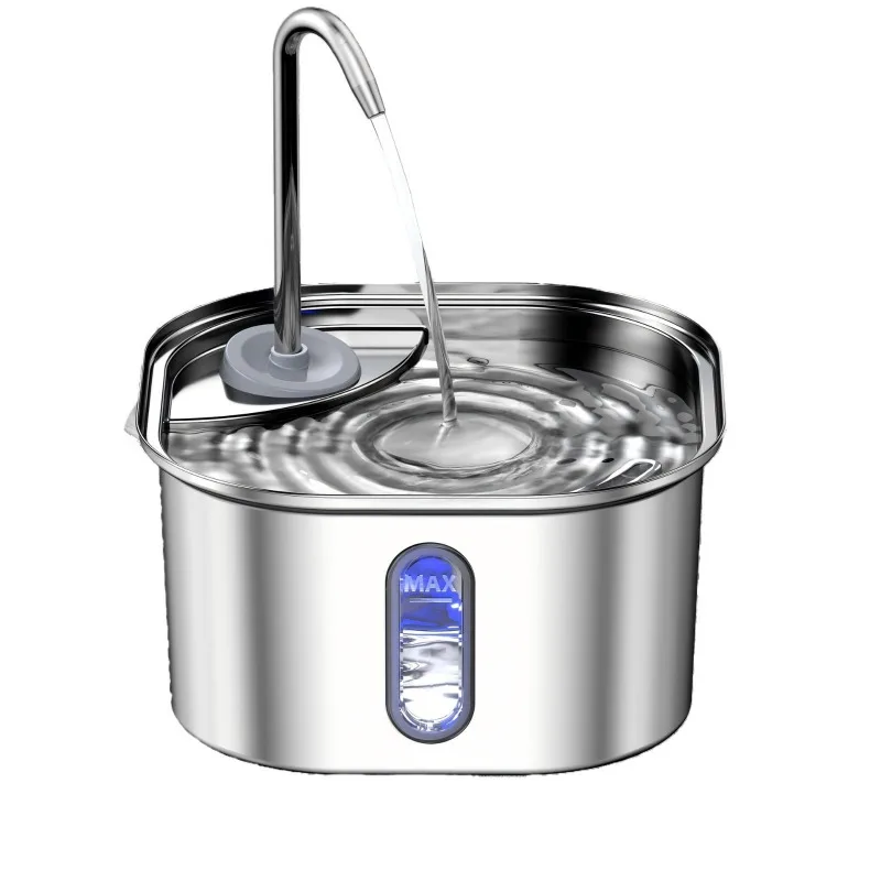 

304 Stainless Steel Cat Dog Water Fountain Bowl Visible Window Filter Auto Dispenser Indoor Pet Feeder Tap Flow Drinking Device