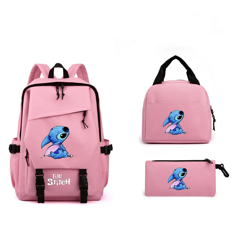 

Disney Lilo Stitch 3pcs/Set Kids Backpack Cartoon Pencil Case Boys Girls Lunch Bag Student Daily Backpacks Schoolbag Gift