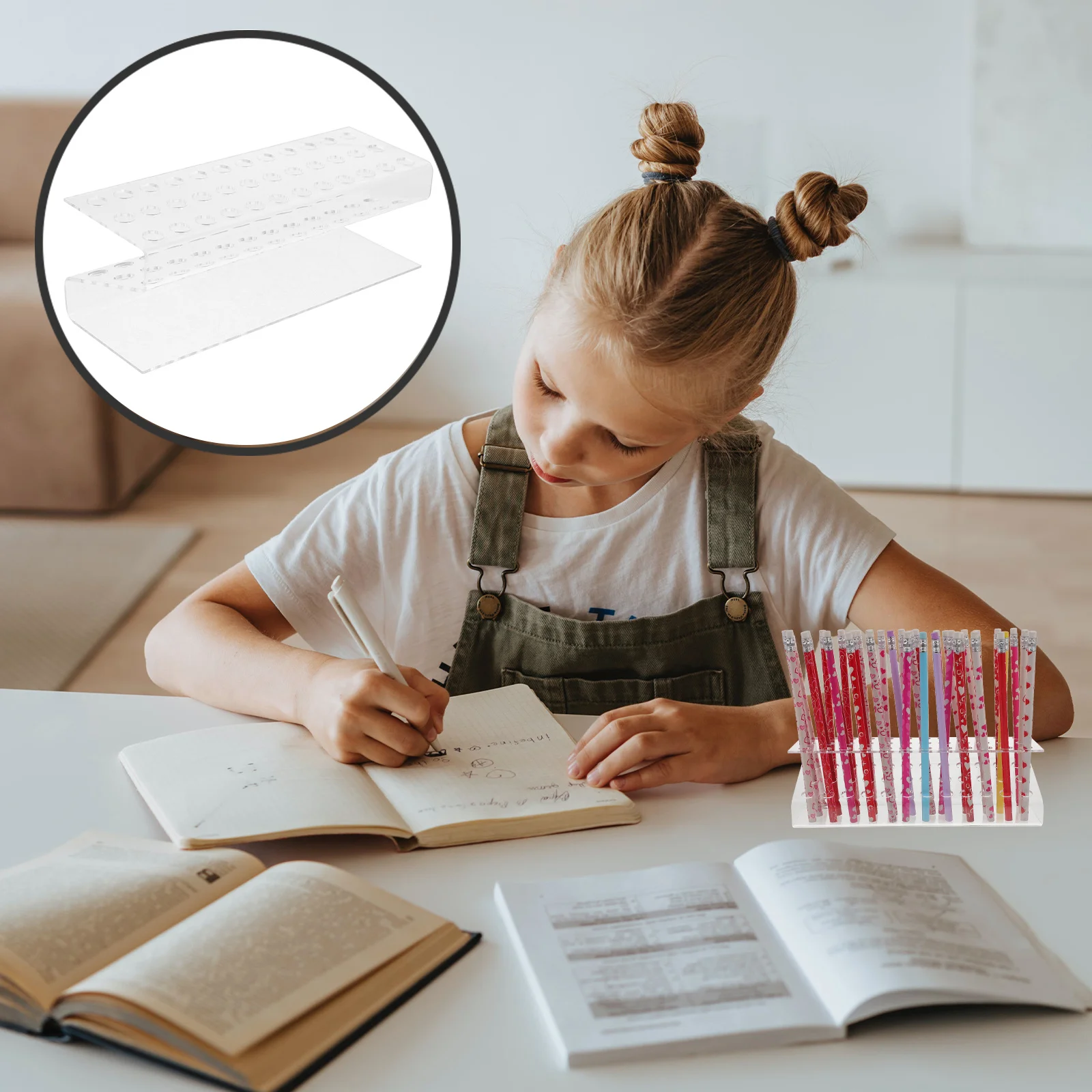 

Clear 36-Hole Pen Organizer Rack Premium Acrylic Desktop Holder for Ball Pens Paint Brushes Eyebrow Tools Office Home Display