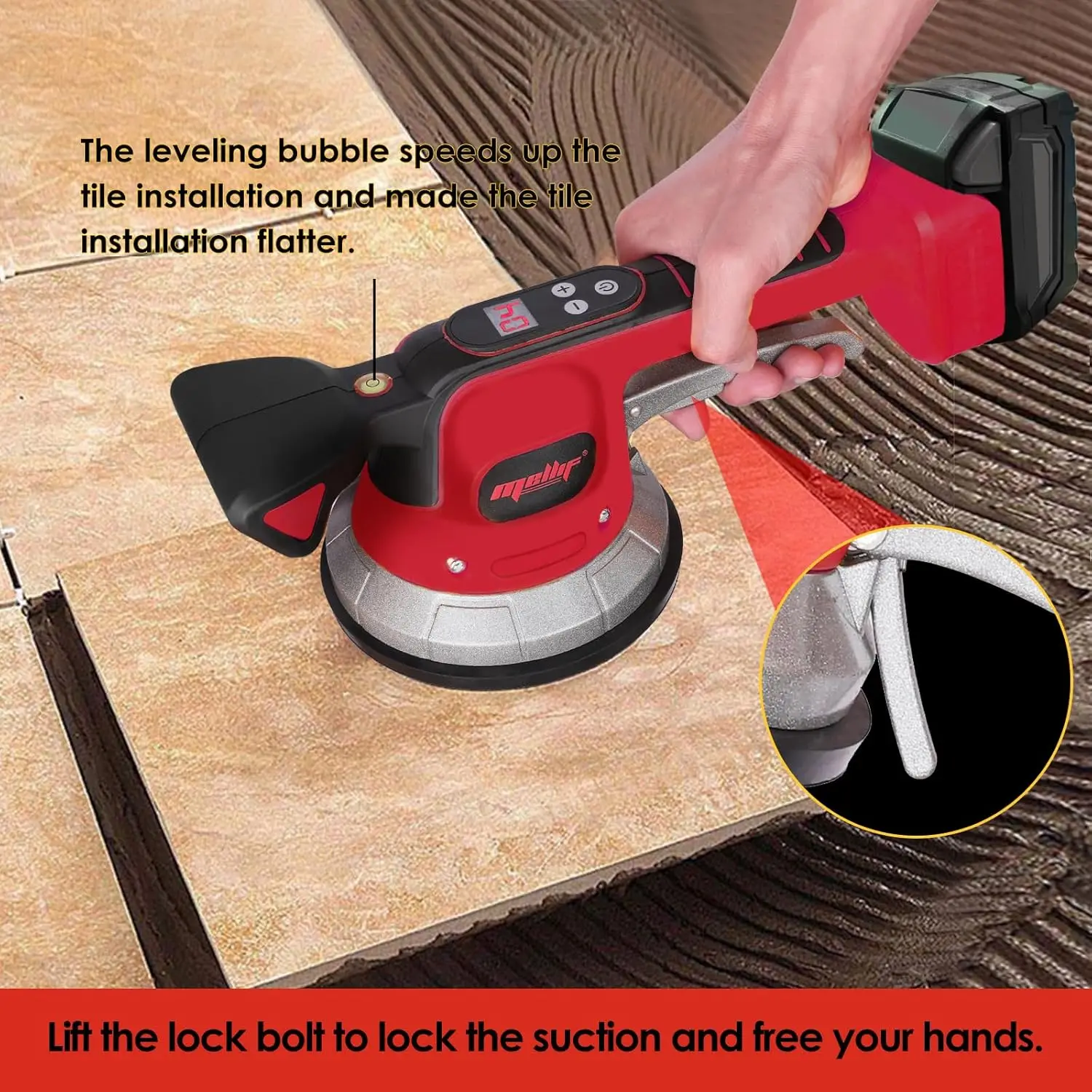 Tiler Vibrator Tool Tile Vibration Leveling Machine Compatible with Milwaukee 18V Battery (Tool Only)