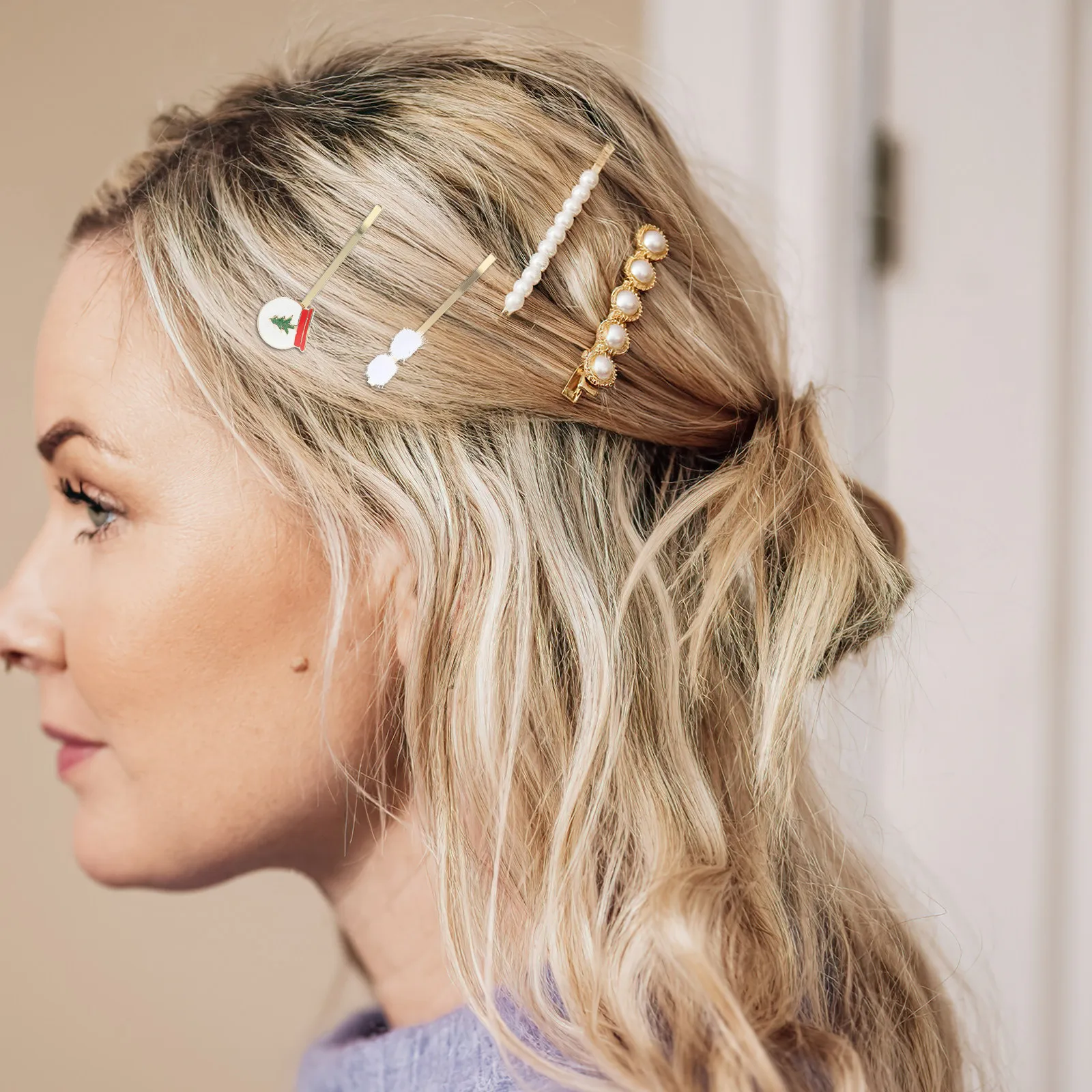 

6Pcs Elegant Alloy Hair Clips for Women Braiding Tool Styling Accessories Christmas Party Wedding Hair Pins One Piece