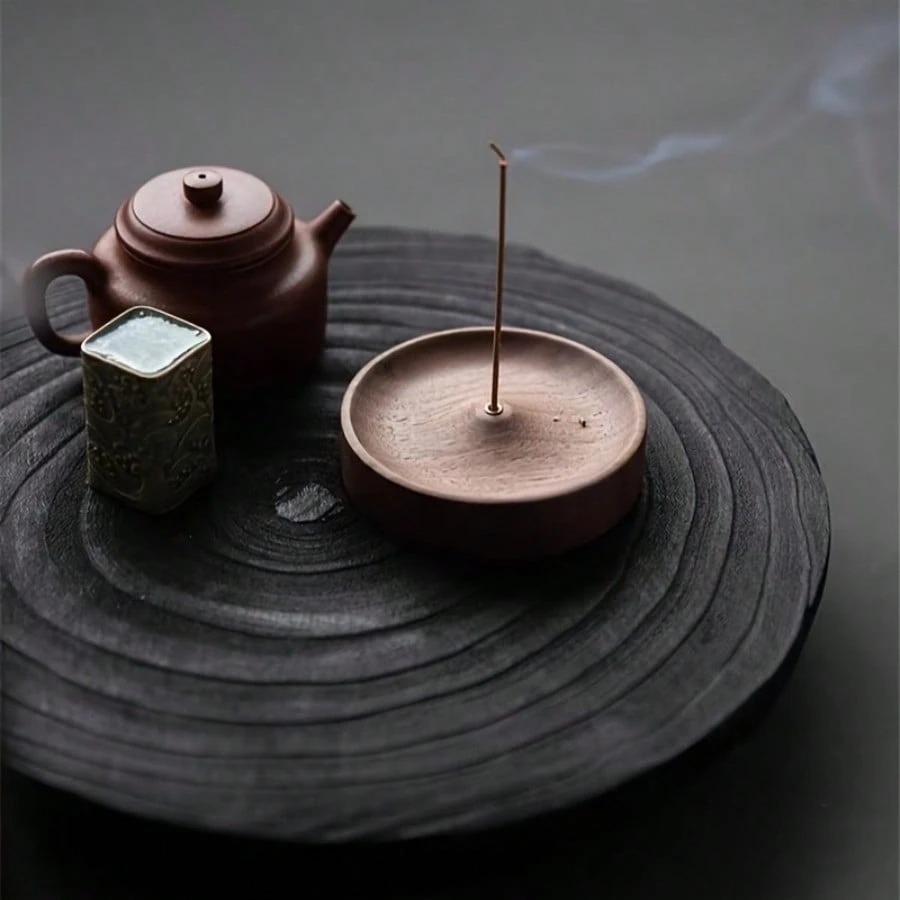 Wooden Incense Burner Compatible with Stick Incense Cone Incense Thread Incense Suitable for Home Yoga Meditation Gift