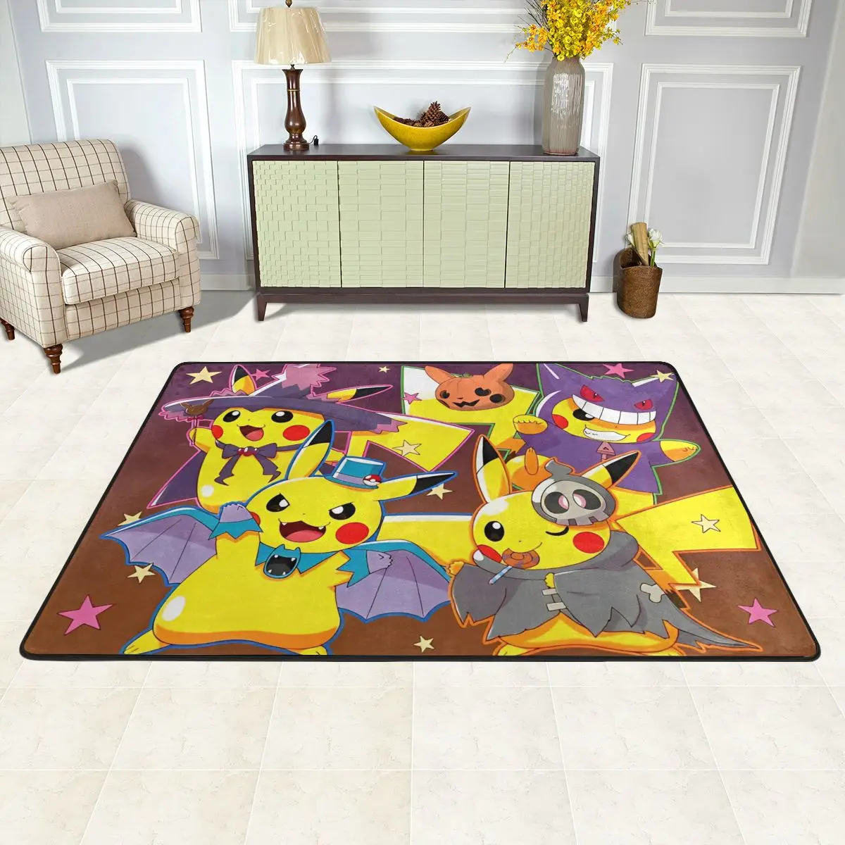 Pokemon Pikachu Carpet Velvet Floor Carpets For Living Room Kitchen Bedroom Sofa Home Decor Protective Non Slip Foot Mat Rug