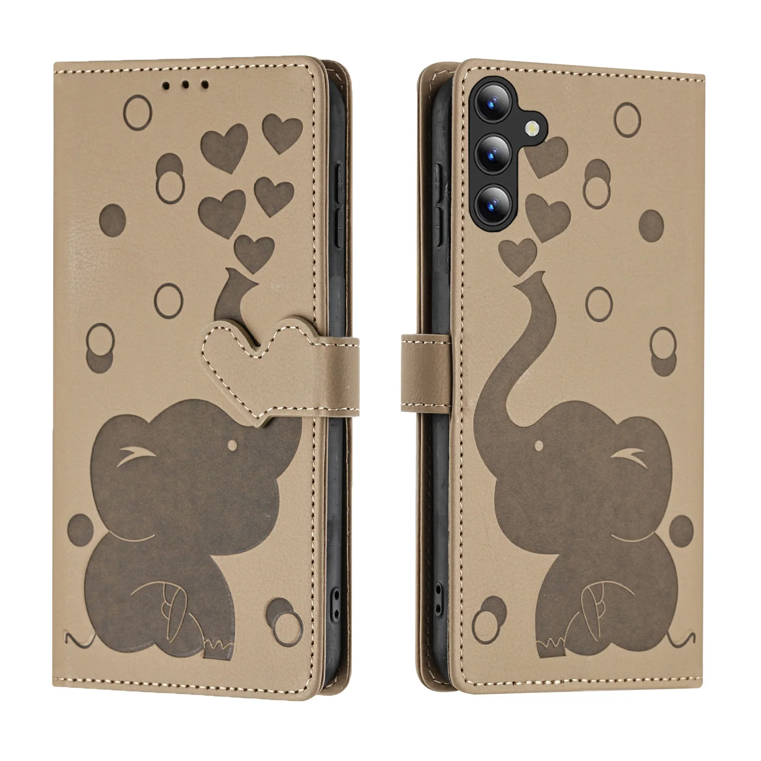 Cartoon Elephant Magnetic Cards Solt Wallet Flip Case For Samsung S25 Ultra S24 Plus S23 S22 A16 A26 A36 Stand Book Pocket Cover