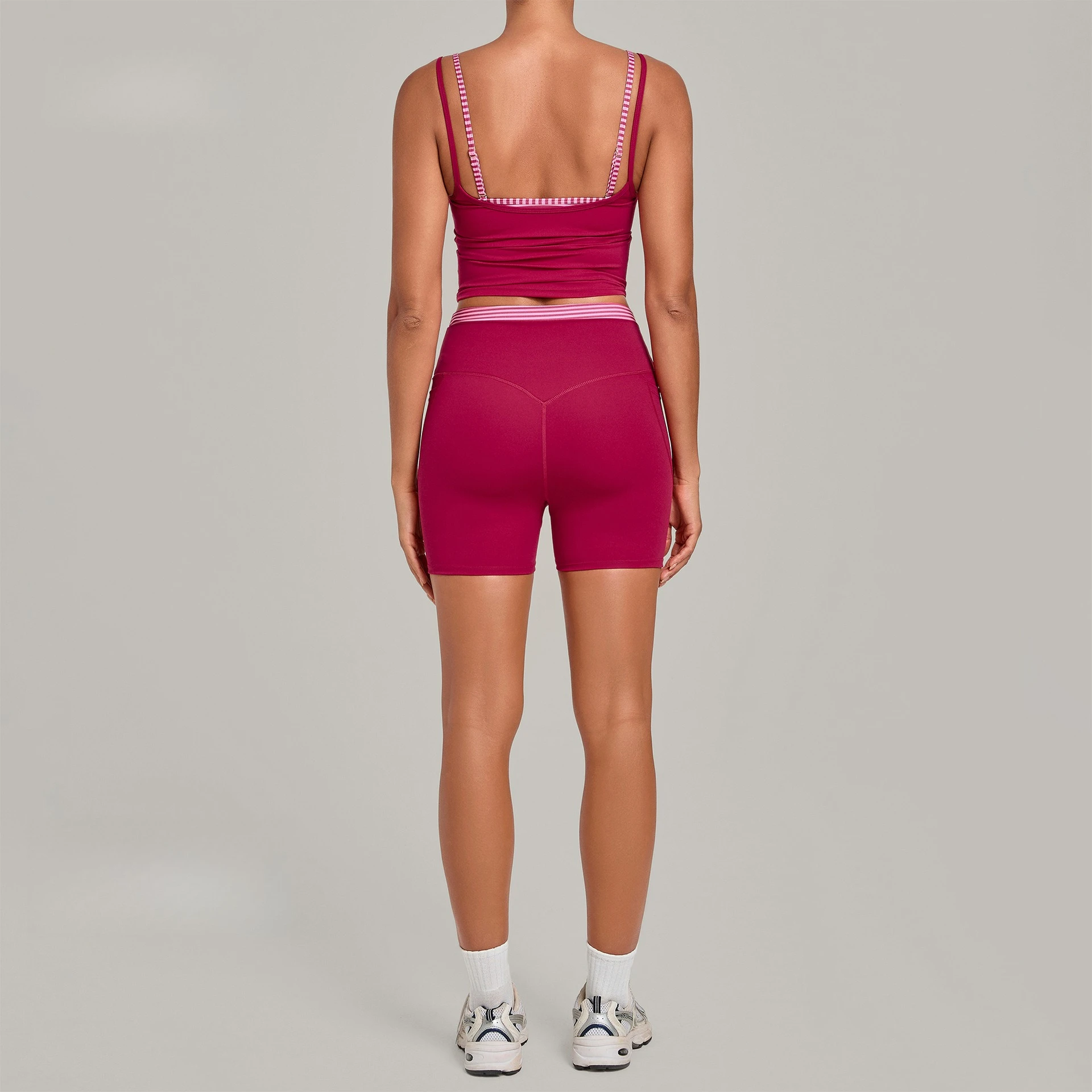 Vintage Print Women Yoga Shorts Sets with Convertible Tank Top Detachable Padded Bra Gym Workout Sports Two-piece Yoga Suits