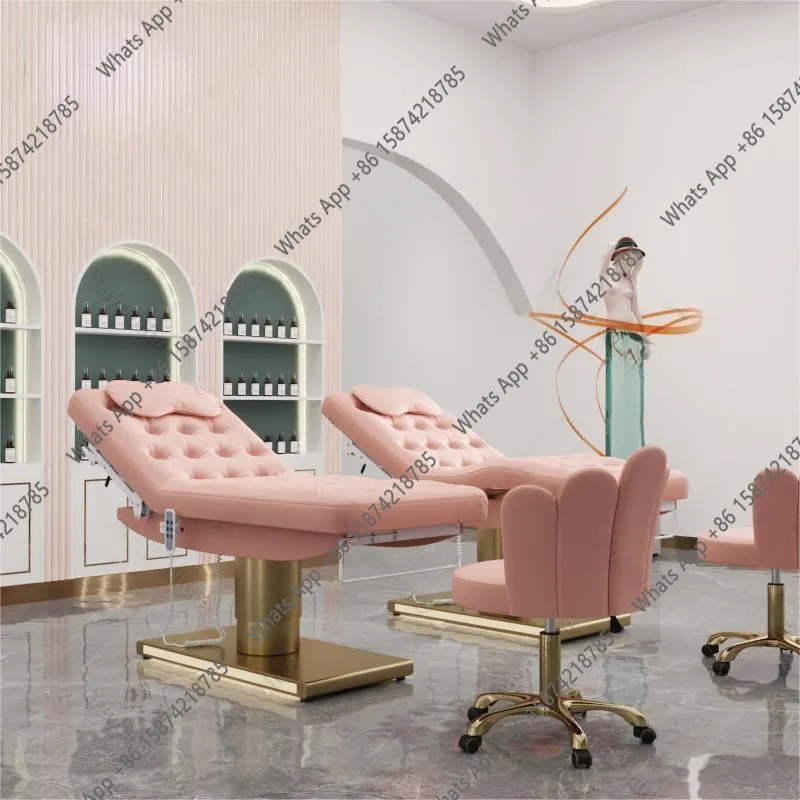 Beauty bed Electric body beauty salon Gold base Massage facial bed Eyelash tattoo bed