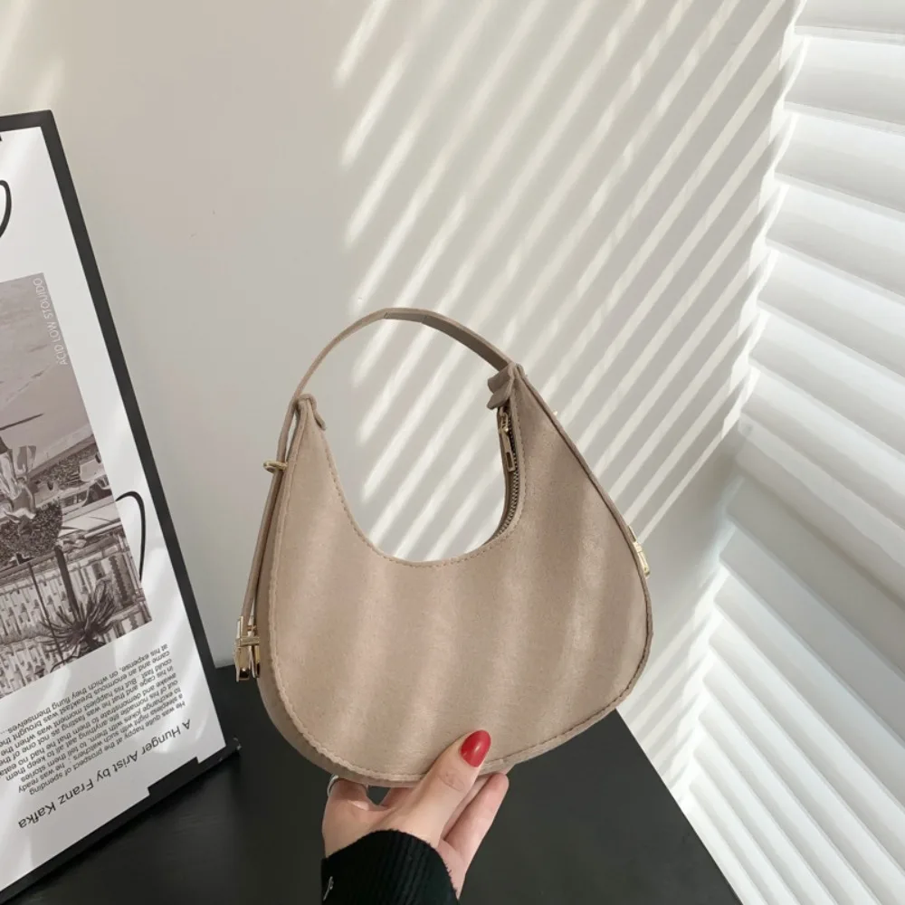 

Casual Solid Color Crescent Bag Korean Style Shoulder Pouch Cloth Shoulder Bag All-match Large Capacity Underarm Bag Girls