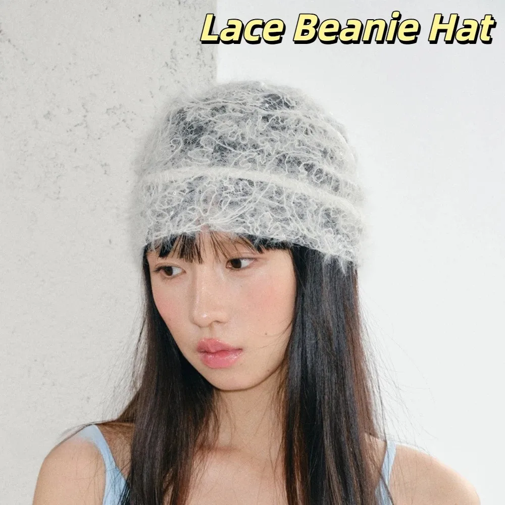 New Retro Bridal Lace Hat Soft Frayed Edge Exquisite Hollow Top Hat Versatile Style Elegant Lace Beanie Hat Wedding Decoration