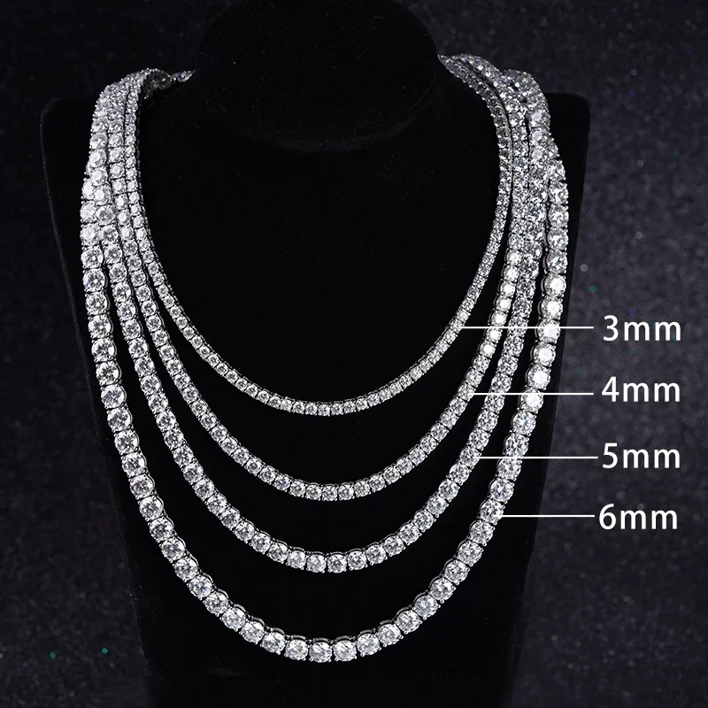 Moissanite Jewelry White Gold DEF Moissanite Tennis Chain 3mm Moissanite Tennis Chain 10k Necklace For Men