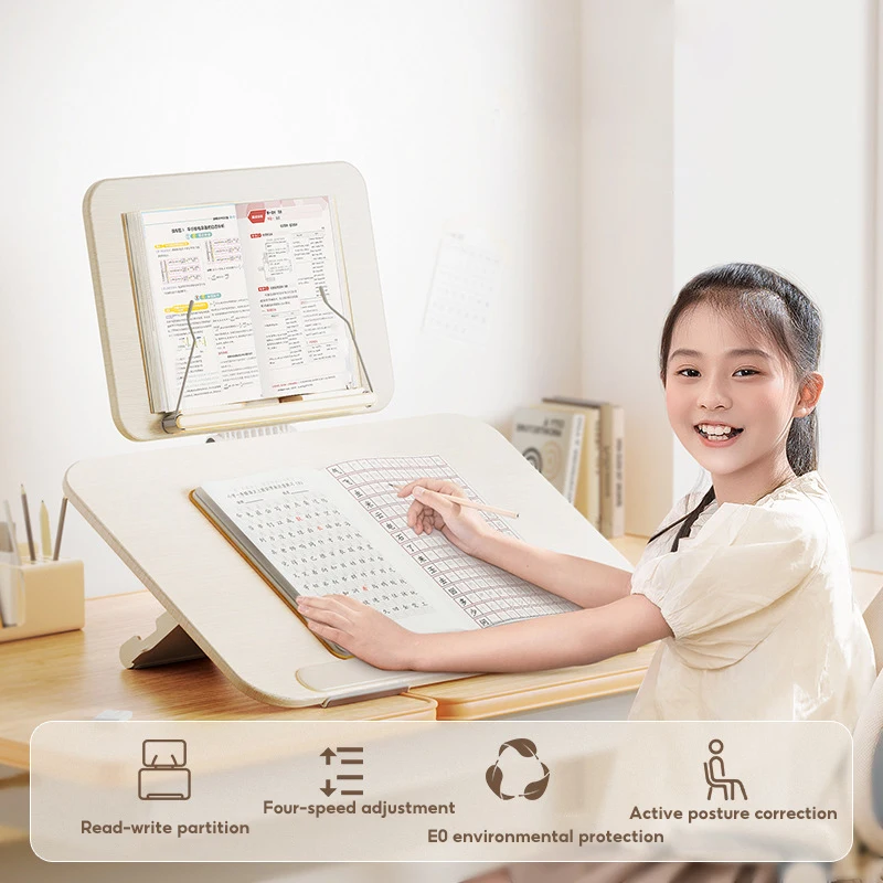 

Wooden double-layer reading rack desktop writing board learning drawing table study table reading folding bookshelf