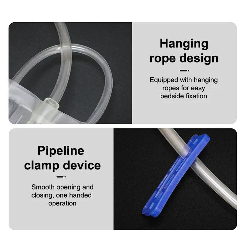 3Pcs 1000ML PVC Urine Bag With Outlet Valves Anti-Backflow Urinary Drainage Collection Bag For Medical Health Care