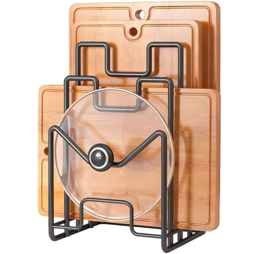 

Многоуровневая подставка для разделочных досок из металла, экономящая место, держатель для крышек, вертикальный органайзер для разделочных досок