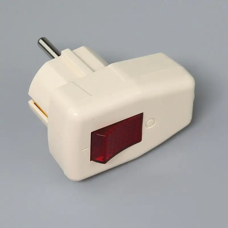【Germany 16A 250V EU Power Plug With Red ON/OFF Switch Rewireable Type E Receptacle Wiring Connector For Appliances】