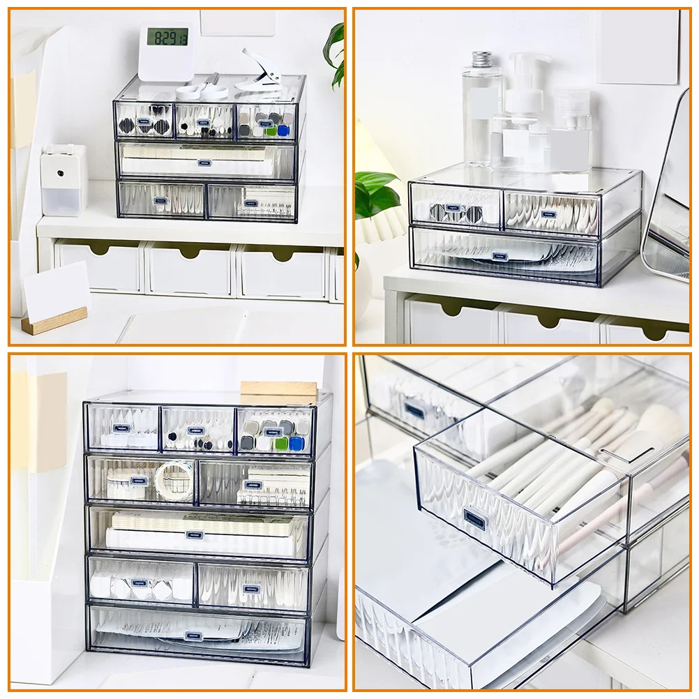 

3-х шт. прозрачный ящик для хранения настольных ящиков для организации и пластиковый органайзер-контейнер с органайзером для офиса, маленький