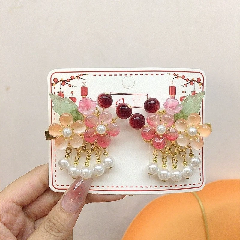 Hanfu Hairpins for Girls Traditional Chinese Step Shake Hair Clips with Tassels, Vintage Ancient Style Hair Accessories Children image 2