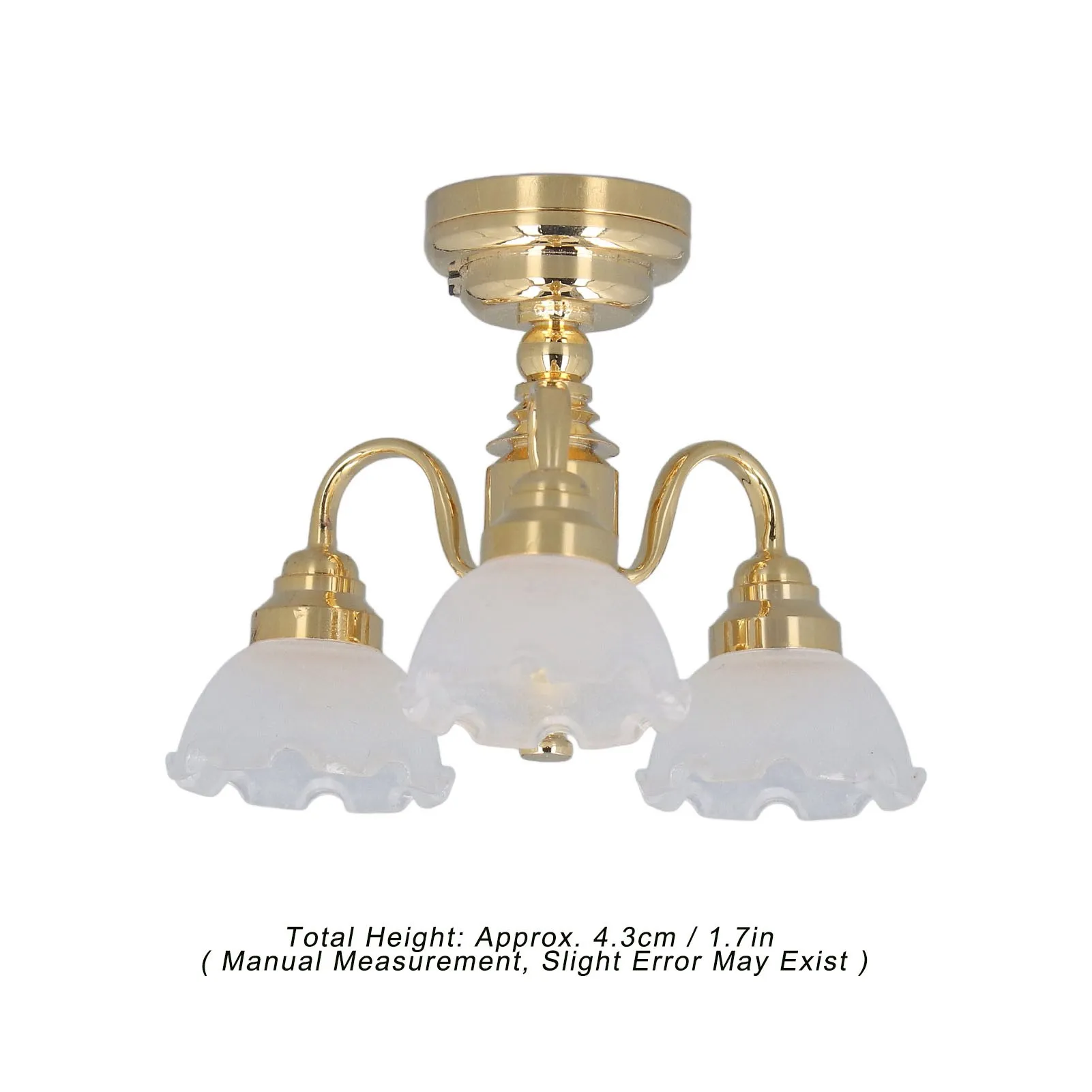 인형의 집 천장 조명 조명 풍부한 세부 사항 LED 조명 인형의 집 미니어처 샹들리에 1:12 스케일 사진 촬영용 3개 헤드