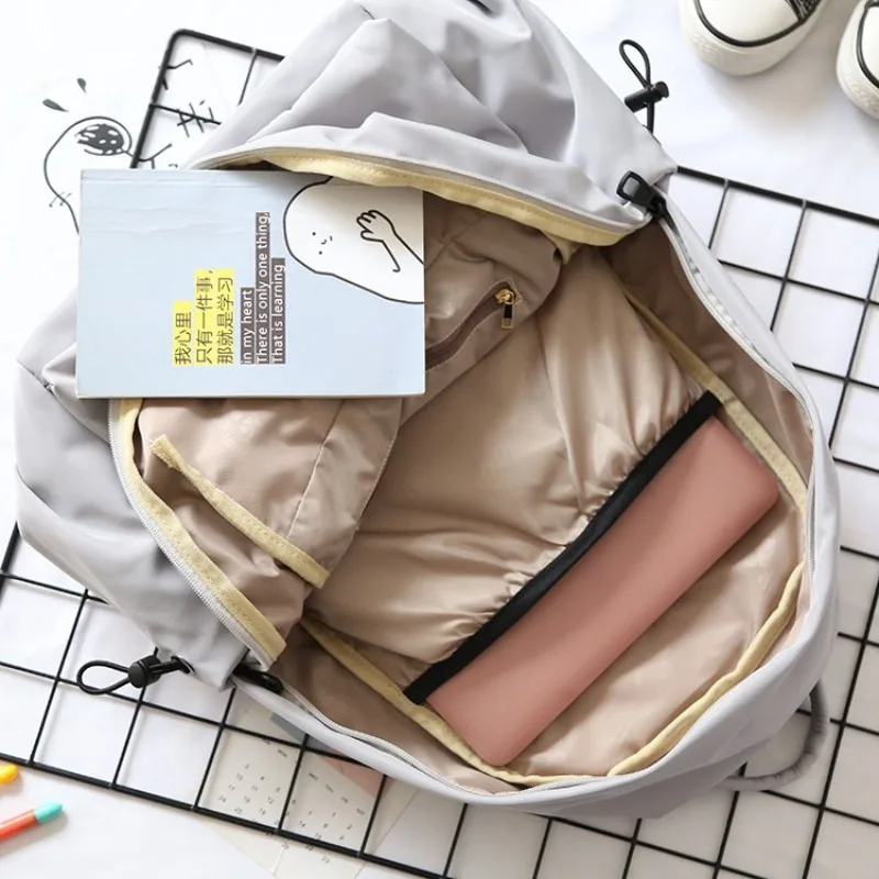 Large Capacity Solid Color Women's Backpack, Korean Style Fashion Versatile Simple Backpack, Commuting College Style Men's Bags