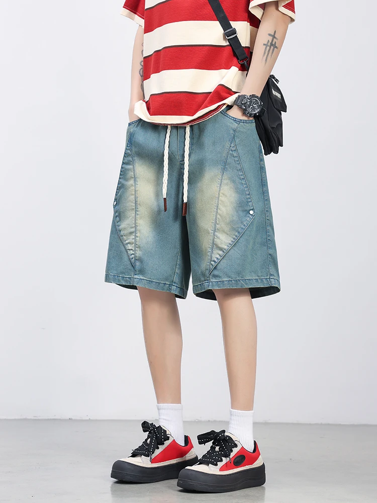 Pantalones Cortos de Mezclilla Lyocell para Hombre, Ligeros, Holgados, Tallas Grandes 8XL 7XL 6XL, Pierna Ancha, Corte Recto