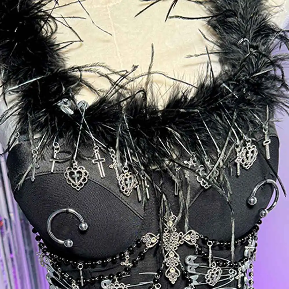 Y2K بلايز خلل الأساسية في سن المراهقة الصليب دبوس E-الفتيات القوطية تانك خمر القوطي ايمو موضة إحياء الشرير الصخرة Harajuku الجرونج ملابس للنادي #5