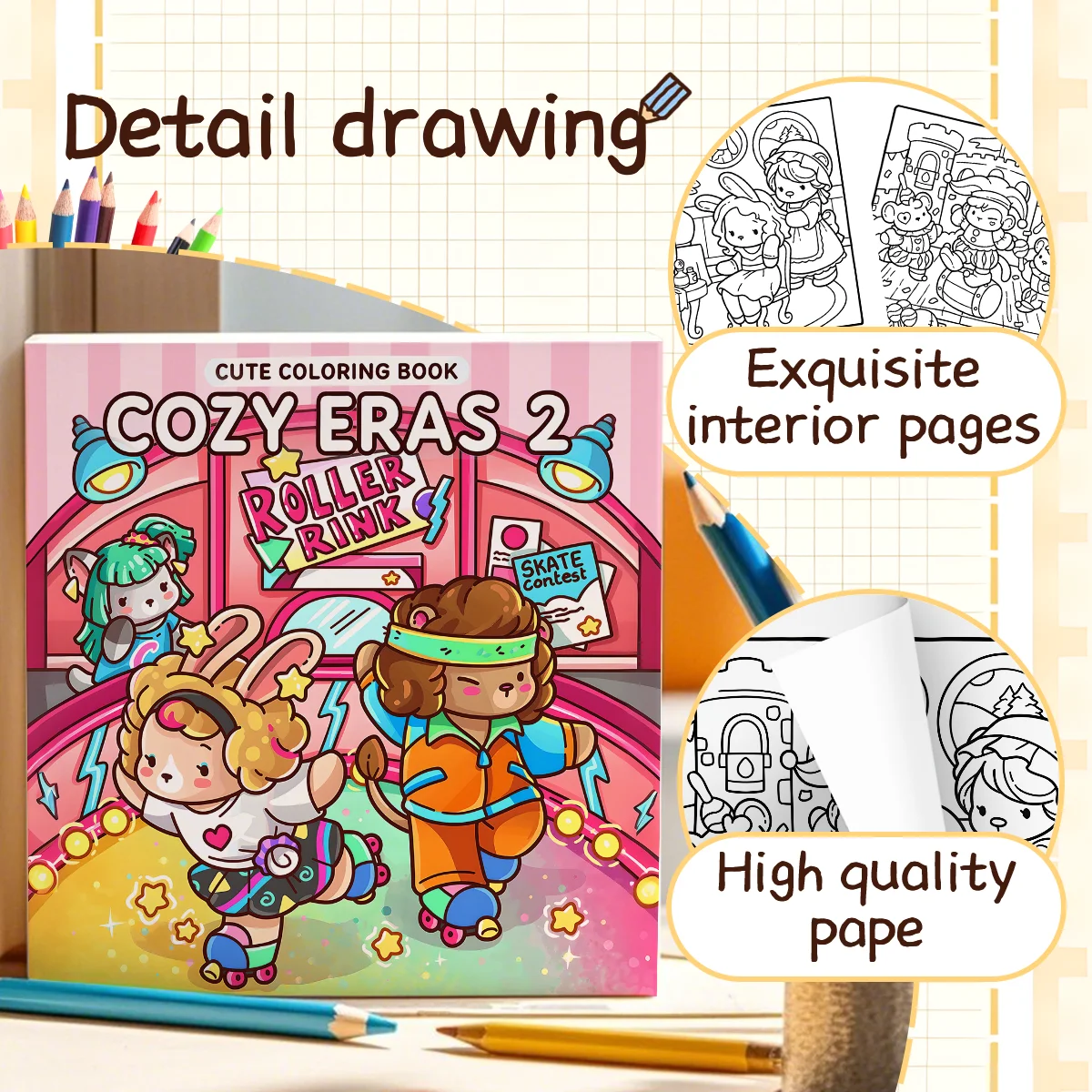 COZY ERAS Coloring Book for Adult Featuring Bold-easy Pattern for Relaxation Kids Educational DIY Painting Drawing Book