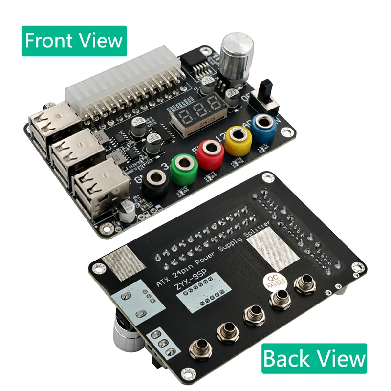 

Connector Adjustable Voltage Knob 6 Port USB 2.0 24Pin ATX Power Supply Supports QC2.0 QC3.0 Breakout Board Power Module Adapter