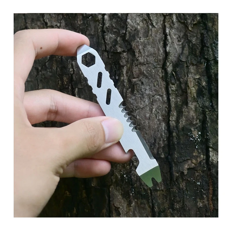1/2pcs Multifunctional Mini Stainless Steel Pry Bar Hex Wrench Bottle Opener Scraper Blade Outdoor Survival Gear Repair Tools