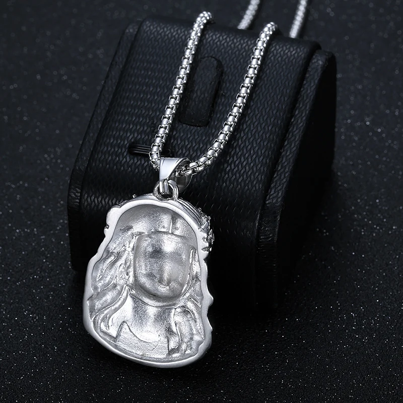 Hip Hop Bling Gold Color Stainless Steel JESUS PIECE Pendants Necklace for Men Rapper Jewelry Drop Shipping