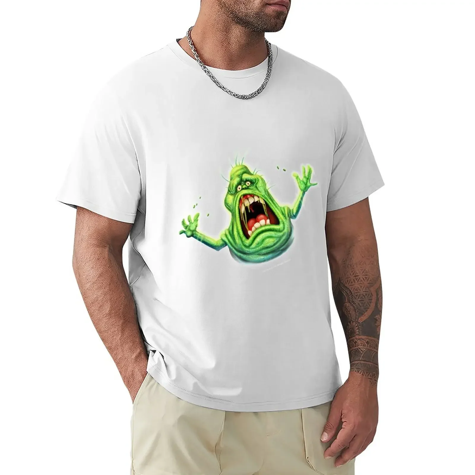 Ghostbusters Slimer Screaming Portrait T-Shirt blacks plus size tops mens graphic t-shirts pack Graphic Streetwear Short Sleeve