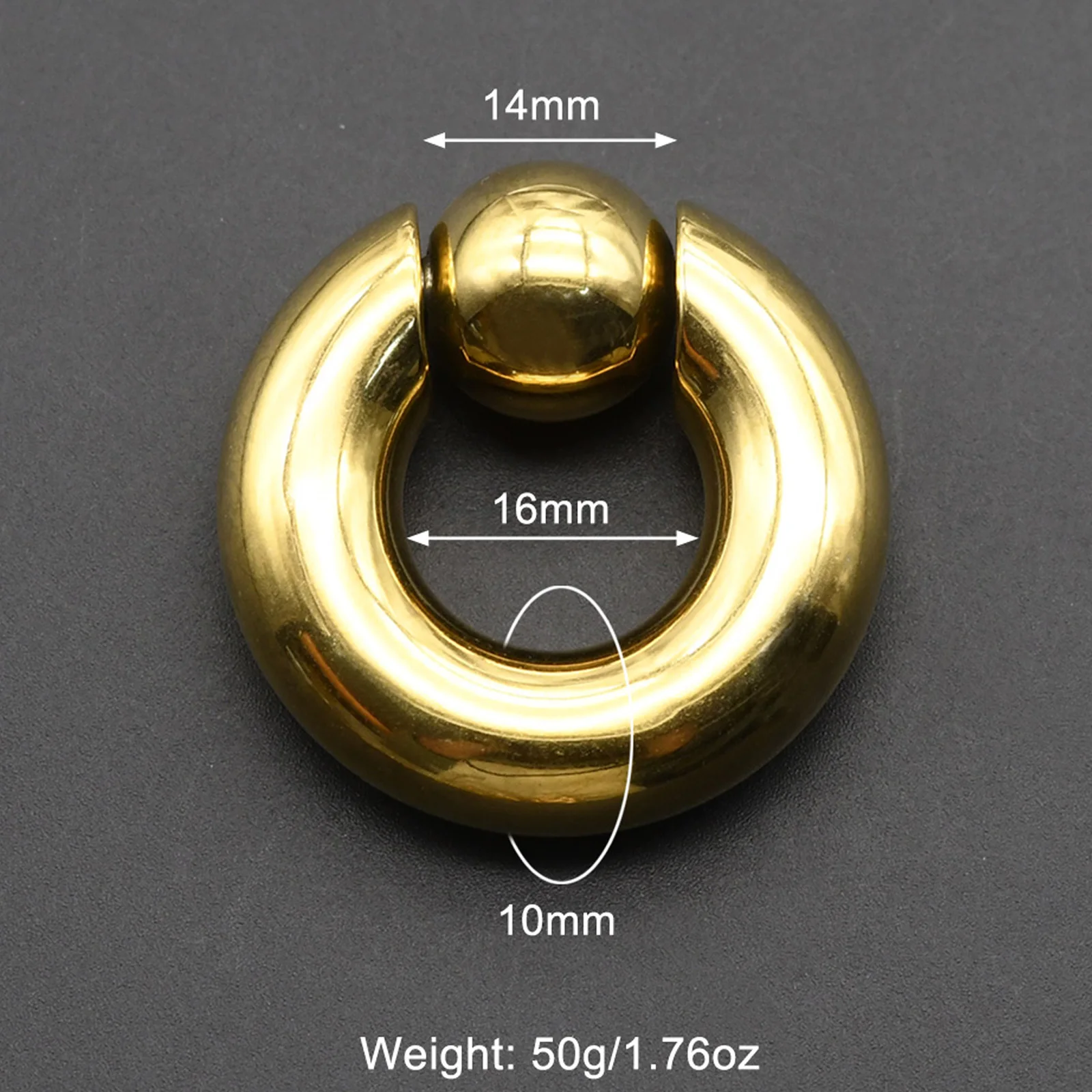 Large Gauge Surgical Steel Septum Piercing Nose Ring, Captive Bead