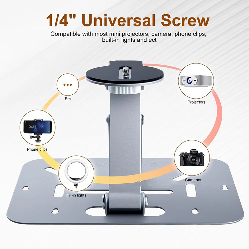 Soporte para proyector de montaje en pared y techo de escritorio 3 en 1, soporte Universal ajustable para proyector para estudio y hogar, montaje con tornillos de 1/4"