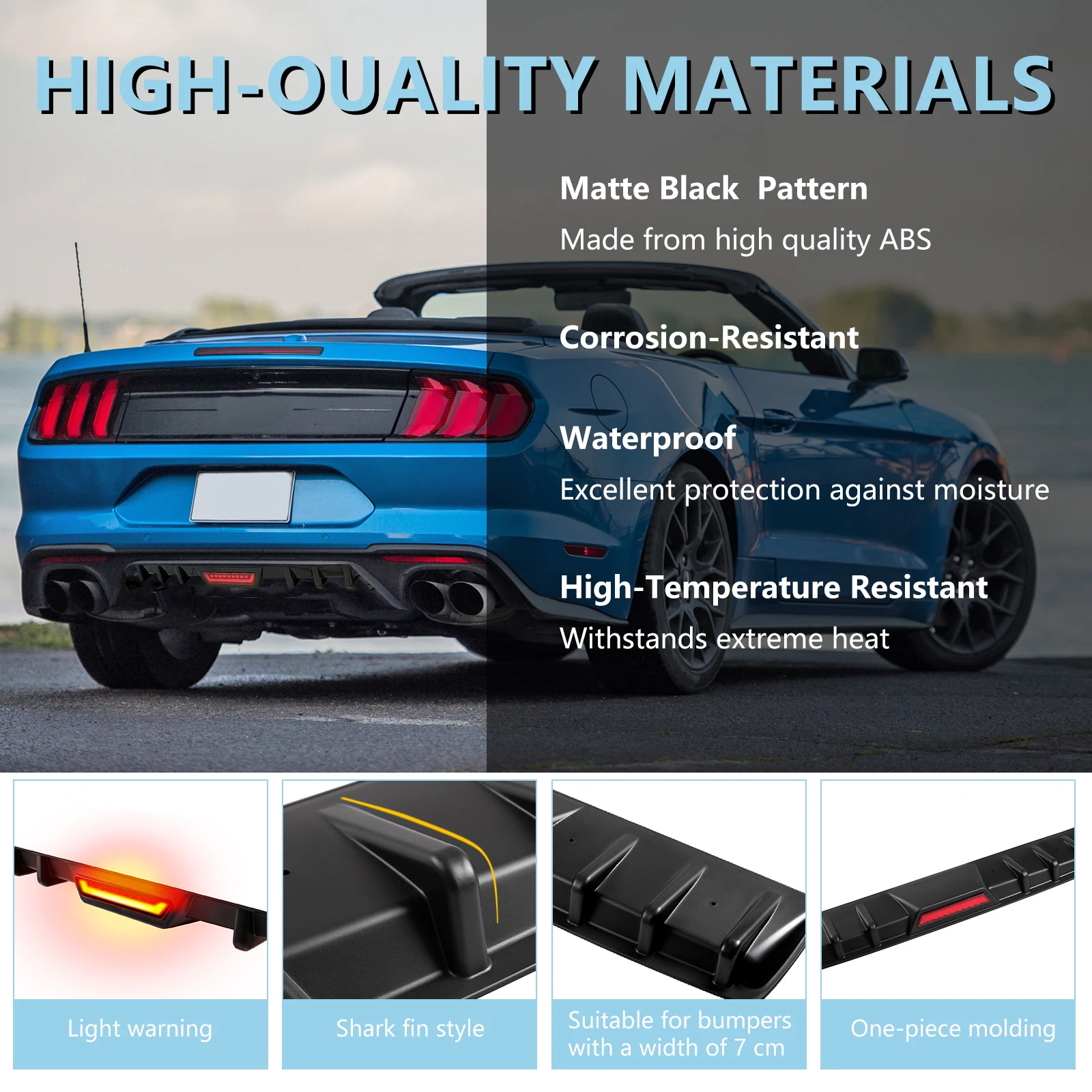 Tira reflexiva do divisor das aletas do tubarão do lábio do difusor do pára-choque traseiro para Honda Accord