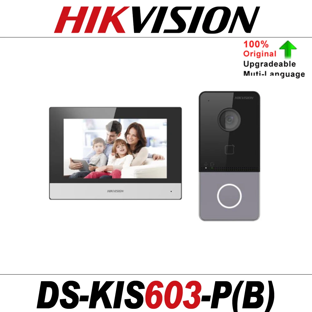 طقم الاتصال الداخلي عبر الفيديو HIKVISION IP DS-KIS603-P(B) للفيلا/المنزل يتضمن DS-KV6113-WPE1*1&DS-KH6320-WTE1*1&PSU*2 شاشة جرس الباب