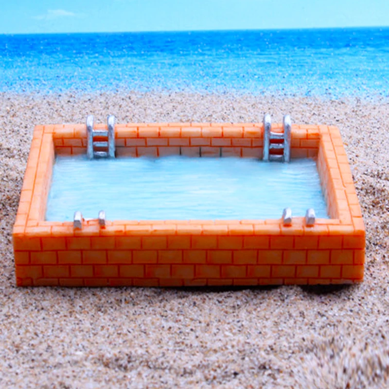 1 pz Mini casa delle bambole piscina statua in resina acquario paesaggio piastra di sabbia scena giocattolo in miniatura accessori per la decorazione della casa delle bambole
