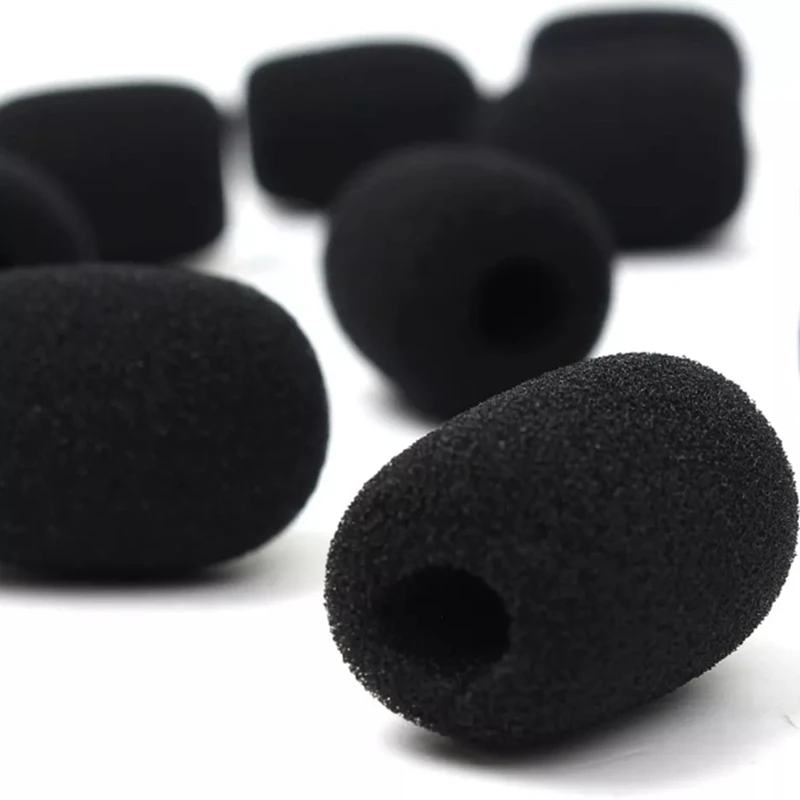 100Pcs Microphone Headset Grill Windshield Sponge Foam Black Mic Cover 30mmx8mm