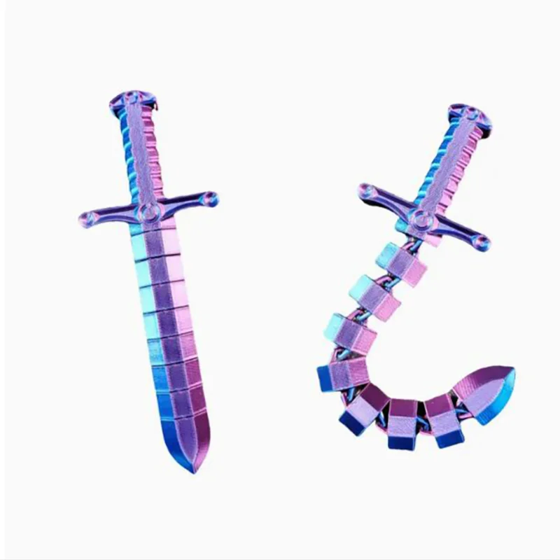 New 3D Printed Sword Movable Joint Simulation Sword Figurine Creative Home Office Desktop Ornament2025 New Year Gift Crafts Gift