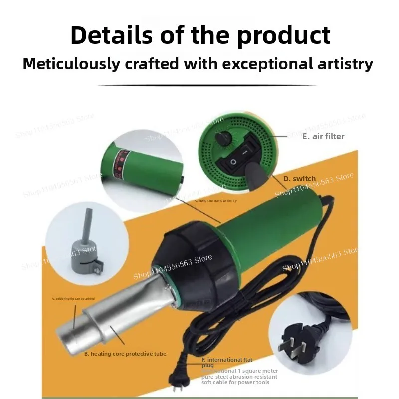 High Power 1600W Plastic Welding Torch - Hot Air Machine for Tarpaulin & Membrane Material