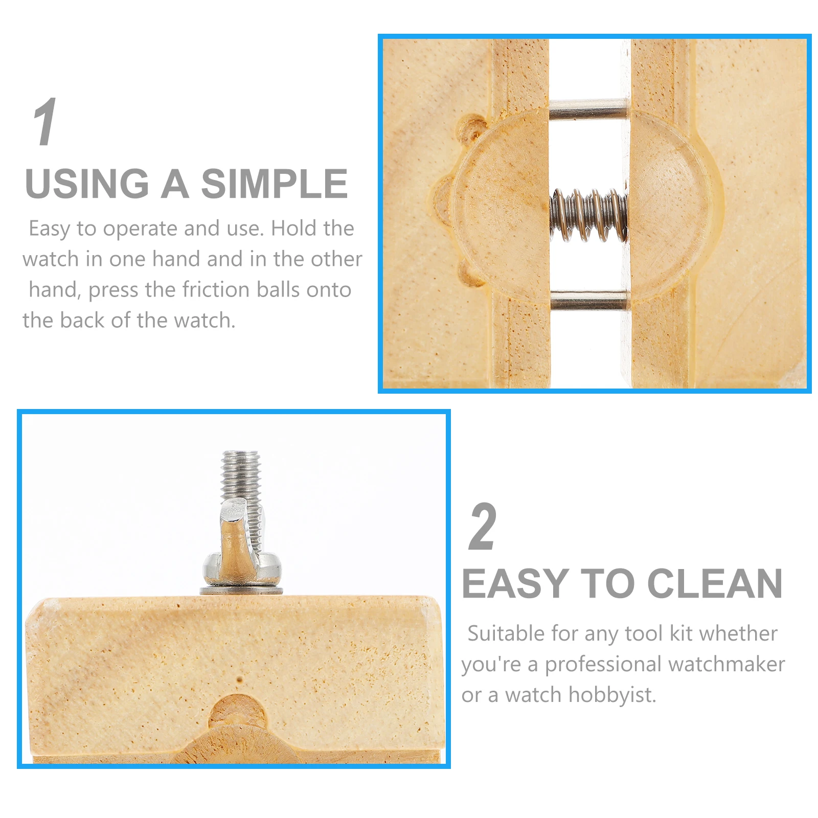 

Open Seat Watch Repair Tool Table Base Wooden Clamp Holder Fixed Vise Case Watchmaker