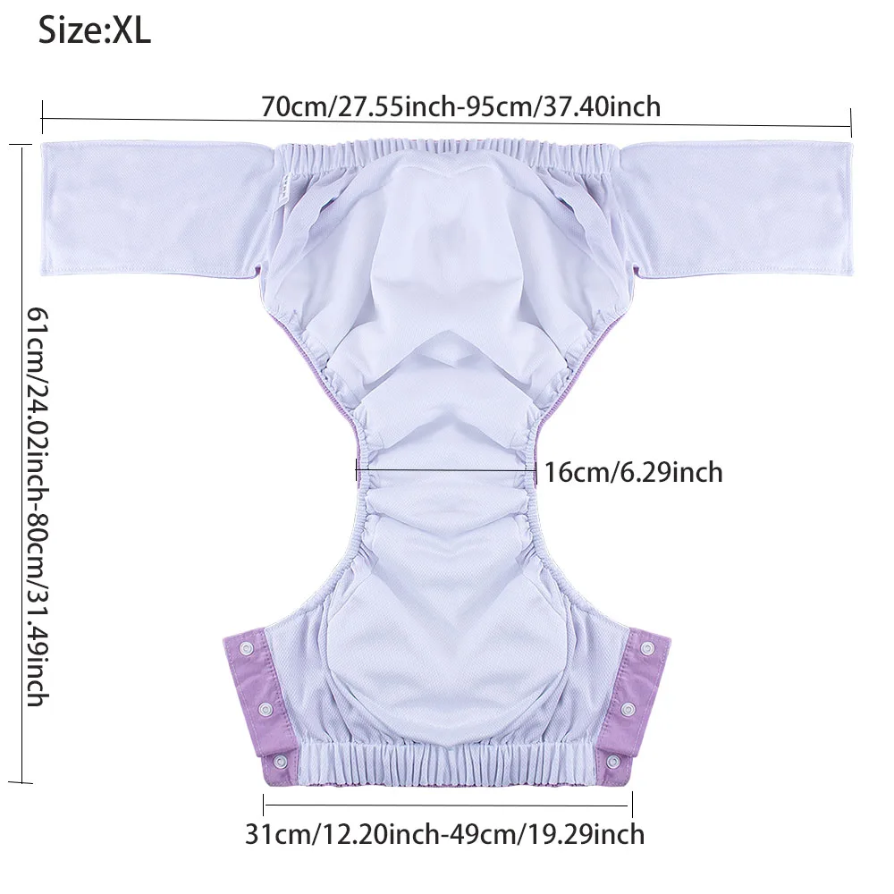 Popok kain katun dewasa, celana popok pria tua tahan air popok dapat dipakai ulang celana panjang saku dapat dicuci, popok Colth bernapas
