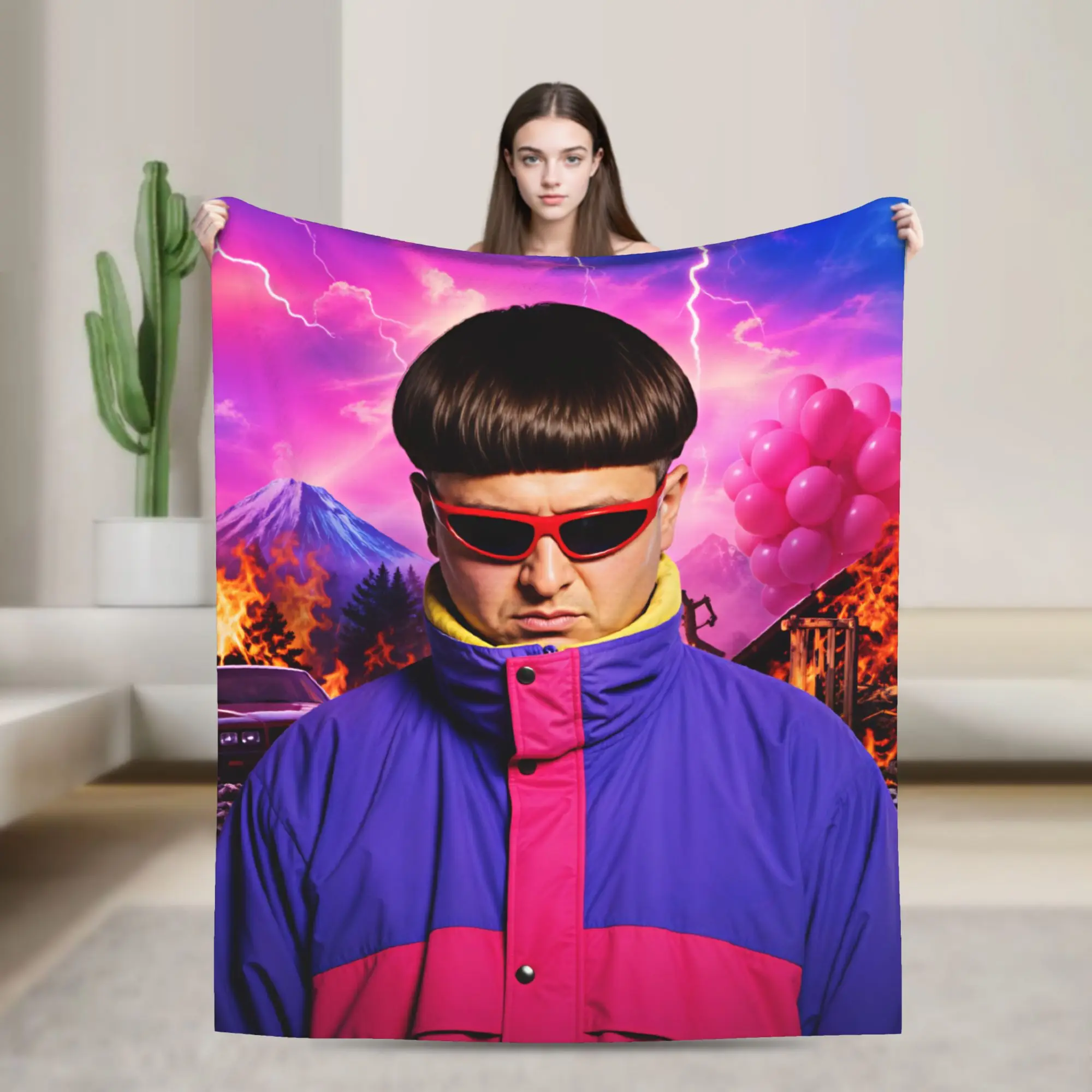Oliver Tree Storm Fire Background Flannel Blankets  Soft Throw Blanket for Home Decor Travel Novelty Bedspread Sofa Bed Cover