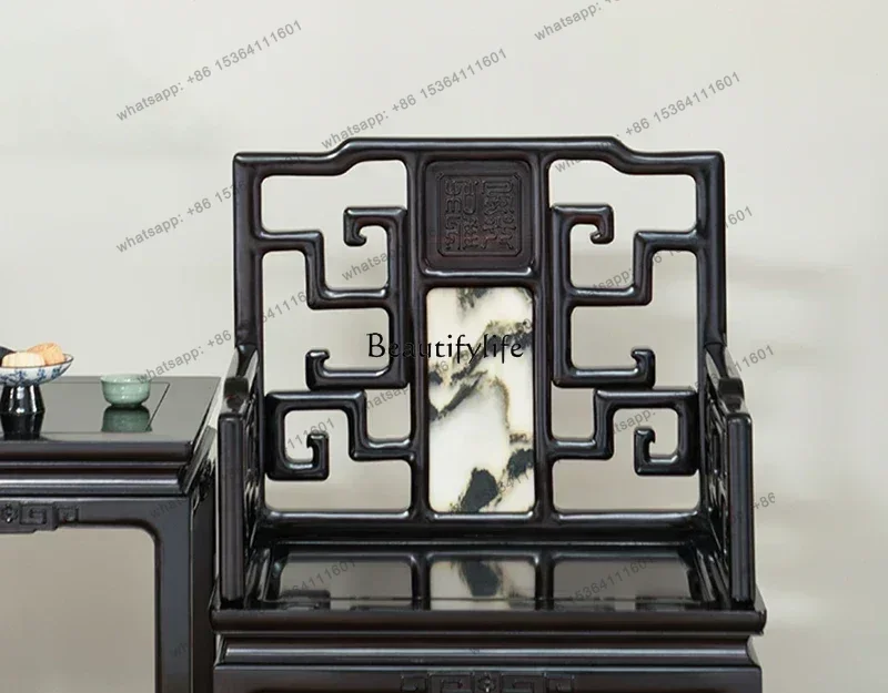 Factory Direct   Mahogany Red Sandalwood East African Black Sandalwood Landscape and Attachi Backrest Meeting Chair