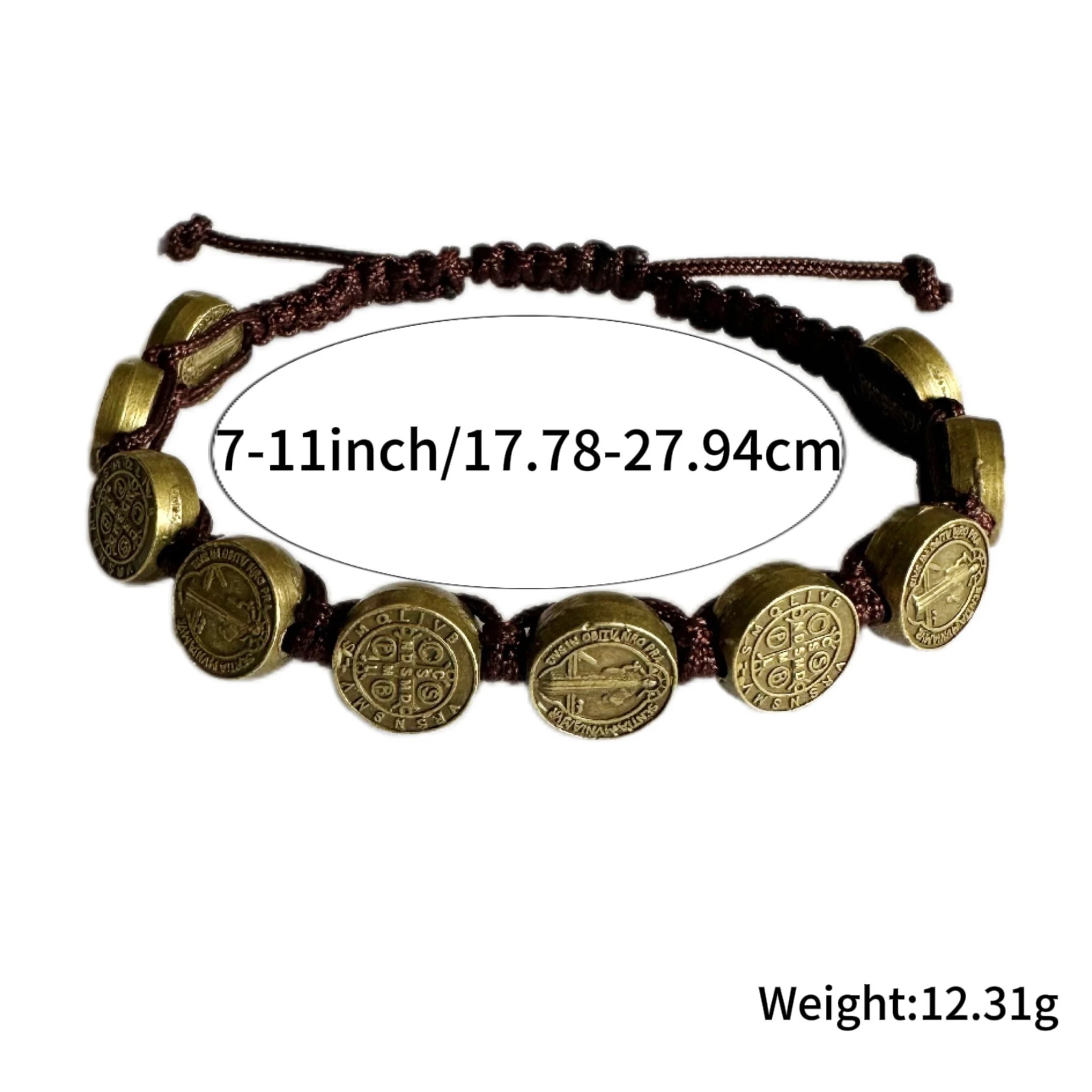12 Pieces/Pack Antique Golden San Benito Bracelets Protection Handmade Red Black Cord Benedict Wrist Bracelets Rosary Bracelet