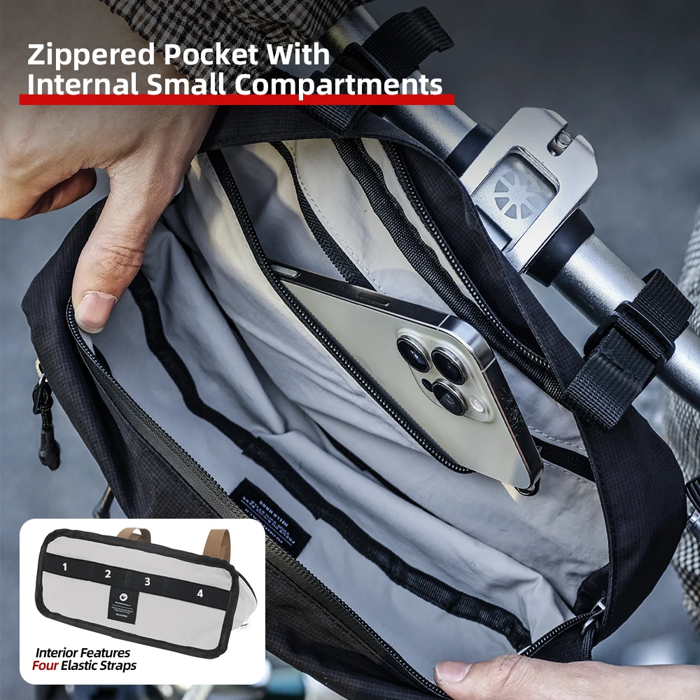 حقيبة مقود الدراجة Rhinowalk حقيبة تخزين أمامية للدراجة لجميع أنماط الدراجة مع تثبيت الأشرطة والمقصورات الصغيرة الداخلية