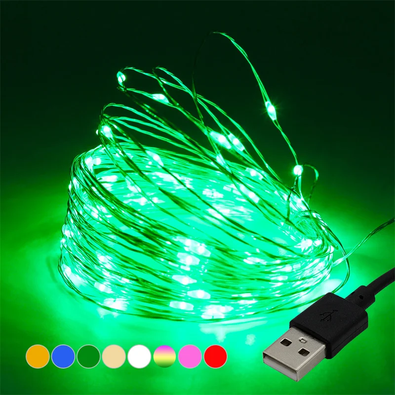 Weiße LED-Lichterkette, 20 m, USB-Lichterkette, wasserdicht, Kupferdraht, Girlande, Lichterkette für Weihnachtsdekoration, Party – Detail 6