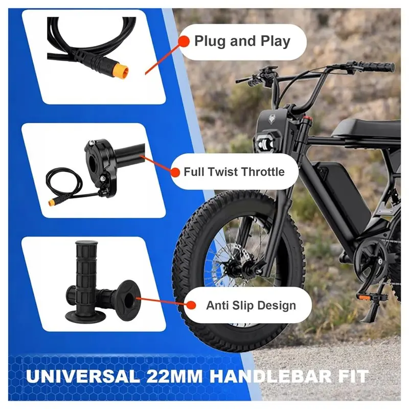Ebike Full Twist Throttle For Macfox& For Happyrun Freego Heybike, 3-Pin Surron Style Throttle Grip Kit Electric Dirt Bike-Boom