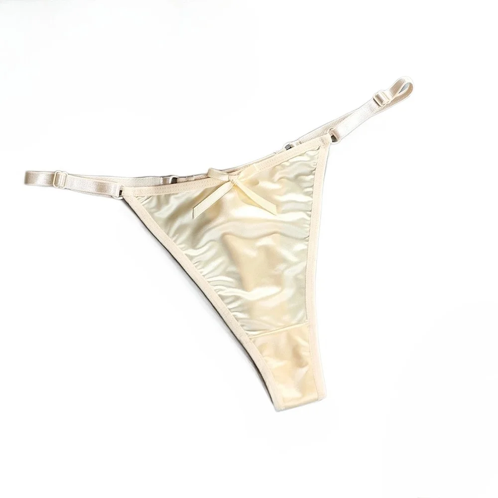  Women's Satin Soft G-Strings Thongs T-Panties Low Waist Bow Briefs Shorts Comfortable Female Underwear Трусы Женские