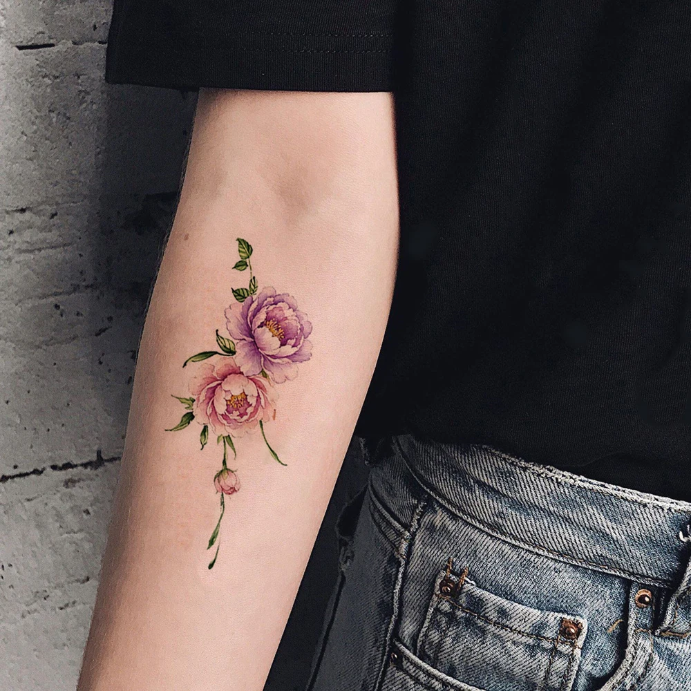 10pcs Flower Rose Temporary Tattoos Waterproof Floral Hand Tattoo Lavender Daisies Tattoo Stickers Fake Tattoo for Women